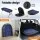 8 Player 1.8m Folding Poker Table Set with 300 Chips, Cupholders and Lockable Aluminium Case Blue Layout