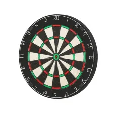 18 inch Premium Sisal Dartboard Set with Rotating Score Ring, Staple-Free Divider, 6 Steel Darts, Wall Mount, Party Game
