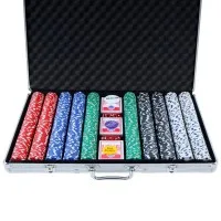 1000pcs Casino Poker Chips Set with Heavy-Duty Lockable Aluminium Case, 11.5g Clay-Feel Chips, Cards, Dice 1000pcs Casino Poker Chips Set with Heavy-Duty Lockable Aluminium Case, 11.5g Clay-Feel Chips, Cards, Dice
