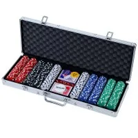 500pcs Casino Poker Chips Set with Aluminium Case, 11.5g Clay-Feel Chips, Cards, Dice & Buttons, 56x21x7cm 500pcs Casino Poker Chips Set with Aluminium Case, 11.5g Clay-Feel Chips, Cards, Dice & Buttons, 56x21x7cm