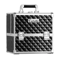 Embellir Makeup Case Beauty Organizer Bag, Aluminum ABS, Diamond Black, 27x19.5x27.5cm, Portable Travel Cosmetic Storage