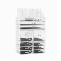 Embellir Clear Acrylic Makeup Organiser 12 Drawer Cosmetic Storage Box Large Capacity Portable Case, Clear