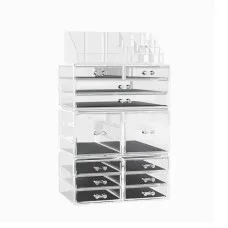 Embellir Clear Acrylic Makeup Organiser 12 Drawer Cosmetic Storage Box Large Capacity Portable Case, Clear