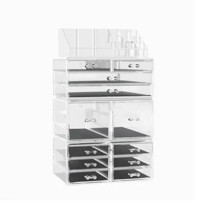 Embellir Clear Acrylic Makeup Organiser 12 Drawer Cosmetic Storage Box Large Capacity Portable Case, Clear