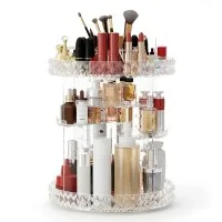 Embellir Acrylic Rotating Makeup Organiser 360° Large Capacity Adjustable Layers Clear Cosmetic Holder