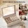 Embellir 2 Layer Jewellery Box Organiser with Clear Acrylic Lid Divided Storage and MDF Frame Beige White