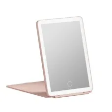 Embellir Compact Makeup Mirror with LED Light, ABS and Glass, 20x13.5cm, Pink, Foldable Travel Beauty Accessory