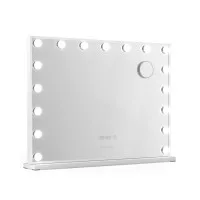 Embellir Makeup Mirror, Metal + MDF, 80x60cm, White, Hollywood Vanity with LED Light, Touch Control, 10x Magnification