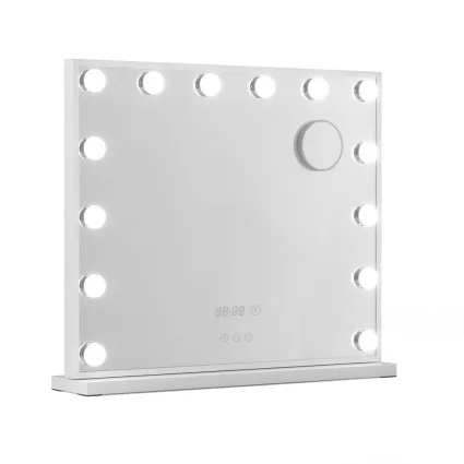 Embellir Makeup Mirror, Metal & MDF, 60x52cm, White, Hollywood Vanity with LED Light & 10x Magnification