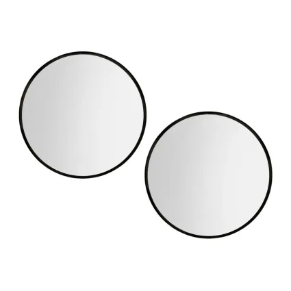 Embellir 2 Pack 70cm Round Wall Mirrors, Black Framed, Premium 3.2cm Thick, MDF Backing, Home Bathroom Decor