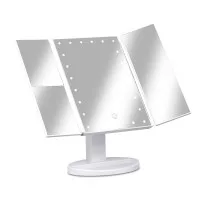 Embellir Tri-fold Makeup Mirror, ABS & Glass, 34.5x24cm, LED Light, 1X2X3X Magnifying, Portable with Touch Control
