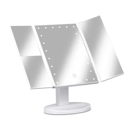 Embellir Tri-fold Makeup Mirror, ABS & Glass, 34.5x24cm, LED Light, 1X2X3X Magnifying, Portable with Touch Control