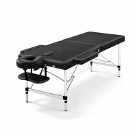 Zenses Aluminium Massage Table, 70cm, Black - Portable 2-Fold Beauty Bed with Adjustable Cradle & 250kg Capacity