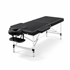 Zenses Aluminium Massage Table, 70cm, Black - Portable 2-Fold Beauty Bed with Adjustable Cradle & 250kg Capacity