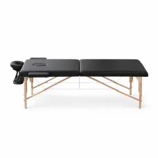 Zenses 70cm Portable 2-Fold Wooden Massage Table Black 300kg Capacity 3.5cm Foam Vinyl Surface Adjustable