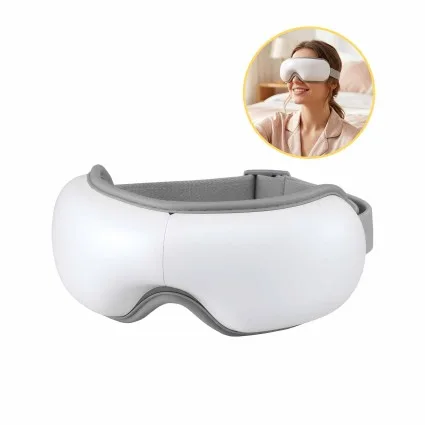Livemor Eye Massager with Heat and Vibration, Bluetooth Audio, 5 Modes, 1000mAh, White