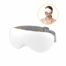 Livemor Eye Massager with Hot and Cold Compress, Bluetooth, 12 Vibrating Nodes, 2400mAh Battery, White