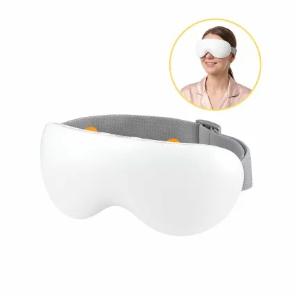 Livemor Eye Massager with Hot and Cold Compress, Bluetooth, 12 Vibrating Nodes, 2400mAh Battery, White