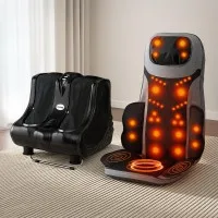 Livemor Full-Body Massage Seat and Foot Leg Massager with Heating, Vibration and Adjustable Intensity Black