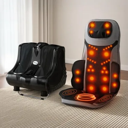 Livemor Full-Body Massage Seat and Foot Leg Massager with Heating, Vibration and Adjustable Intensity Black