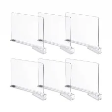 Artiss 6 Pack Clear Closet Shelf Dividers Organisers for Wardrobes Bookshelves Pantry and Bathroom Storage