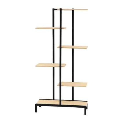 Artiss 6 Tier Metal Plant Stand Zigzag Flower Pot Shelf, E1 Particle Board, 125cm Tall, Indoor Outdoor Display, Natural