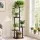 Artiss 5-Tier Plant Stand, Metal and Wood Shelf, Indoor Outdoor, Black and Brown