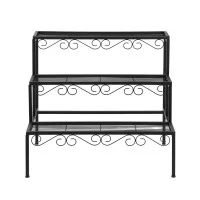 Artiss 3-Tier Metal Plant Stand - Black, 70x60x62.5cm, Indoor/Outdoor, Space-Saving Design, Holds 60kg, Modern Artiss 3-Tier Metal Plant Stand - Black, 70x60x62.5cm, Indoor/Outdoor, Space-Saving Design, Holds 60kg, Modern