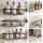 Artiss Six-Piece Wall Shower Caddy Bathroom Organiser Set Rust Resistant Steel Black No Drilling Adhesive Mount