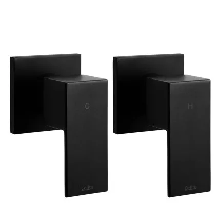 Cefito Matte Black Shower Taps Set, Brass Hot & Cold, WaterMark Certified, Leak-Proof, AS/NZS 3718 Compliant
