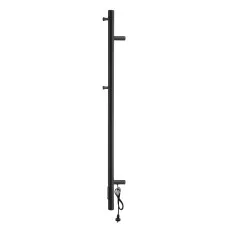 Devanti Black Heated Towel Rail: Vertical Electric Warmer with Timer, 38W IPX4 Waterproof Carbon Steel, 40-55°C