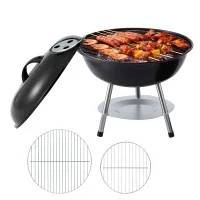 Grillz Compact Portable Charcoal BBQ with Lid 34cm Stainless Steel Grill Lightweight for Camping Tailgating