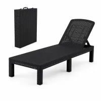 Gardeon Foldable Sun Lounger Recliner Chair with 4-Position Backrest Black