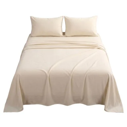 Giselle Bedding Double Sheet Set 150 GSM Micro Flannel 40cm Deep Pocket Cream White