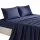 Giselle Bedding Double 500TC Combed Cotton Sheet Set 40cm Extra Deep Pocket Sateen Navy Blue Breathable