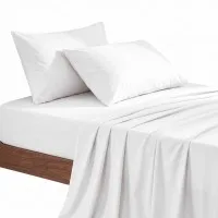 Giselle Bedding King single 500TC Cotton Sheet Set 40cm Deep Pocket White
