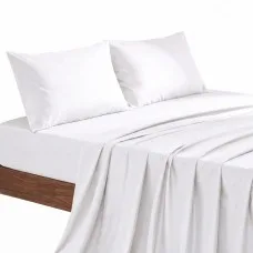Giselle Bedding Queen 500TC Cotton Sheet Set, 40cm Extra Deep Pocket, Sateen Weave, White