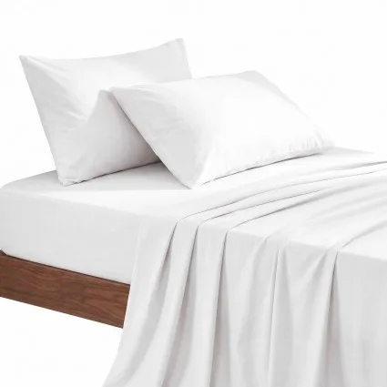 Giselle Bedding Single 500TC Combed Long-Staple Cotton Sheet Set 40cm Extra Deep Pocket Sateen Weave White