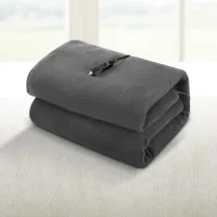 Giselle Bedding Electric Heated Car Blanket 150x110cm Grey 12V DC 50W Ultra Soft Fleece With 1m Cord