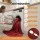 Giselle Bedding Electric Throw Rug 160cm x 130cm Dual-Sided Heated Blanket with 9 Settings Burgundy