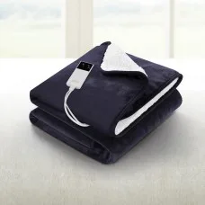 Giselle Electric Throw Rug Heated Blanket Charcoal Double Sided Flannel Sherpa 160x130cm 9 Heat Levels 9H Timer