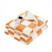 Giselle Bedding Electric Heated Throw Rug 160cm x 130cm Dual Side Flannel Sherpa 9 Settings LED Timer Yellow