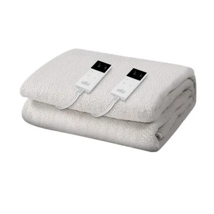 Giselle Bedding Double Size Electric Blanket - Fleecy Fabric, 9 Heat Levels, 12-Hour Timer, Machine Washable