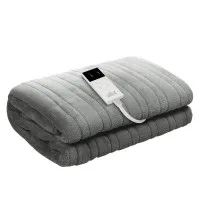 Giselle Bedding Heated Electric Throw Rug 160cm x 130cm Washable Fleece Blanket 9 Settings Silver