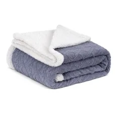 Giselle Bedding 152x203cm Two-Tone Cable Knit Throw Blanket - Soft Double-Sided Fleece, Lightweight, Machine Washable