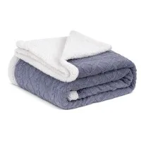Giselle Bedding 203x230cm Double-Sided Fleece Throw Blanket, Cable Knit Design, Lightweight & Ultra-Plush, Grey