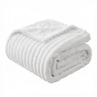 Giselle Bedding 152x203cm Queen Flannel Fleece Throw Blanket - Soft, Lightweight, Cosy Sofa/Bed Cover in White