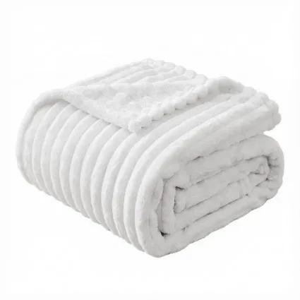 Giselle Bedding 152x203cm Queen Flannel Fleece Throw Blanket - Soft, Lightweight, Cosy Sofa/Bed Cover in White