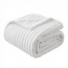 Giselle Bedding 203x230cm Flannel Fleece Throw Blanket - Ultra-Plush, Lightweight, Cosy Sofa, Bed Accent in White