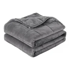 Giselle Bedding 4.5KG Weighted Blanket Dual Sided Fleece Sherpa High Density Glass Beads 104x152cm Grey